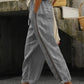 Women's Solid Color Cotton Linen Casual Pants Stitching Sweet Cropped Pants