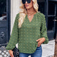 Women's new jacquard V-neck long-sleeved V-neck loose top