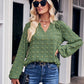 Women's new jacquard V-neck long-sleeved V-neck loose top