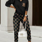 Printed long-sleeved trousers set High-quality sweater set