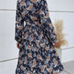 Long Sleeve Lapel Button Pleated Women's Dress