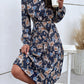 Long Sleeve Lapel Button Pleated Women's Dress
