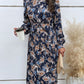 Long Sleeve Lapel Button Pleated Women's Dress