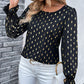 Women's polka dot black bronzing shirt with long sleeves