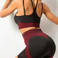 Women's quick-drying tight seamless backless camisole+shorts yoga suit