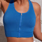 Women's Solid Color Front Zipper Shockproof Yoga Bra Tank Top