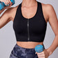 Women's Solid Color Front Zipper Shockproof Yoga Bra Tank Top