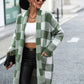 Women's Coat Loose Plaid Color Block Knit Cardigan Fashion Sweater