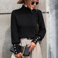 Pullover women's knitted sweater turtleneck beaded all-match sweater